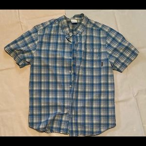 Men’s Blue Plaid Columbia Shirt Button Down Medium